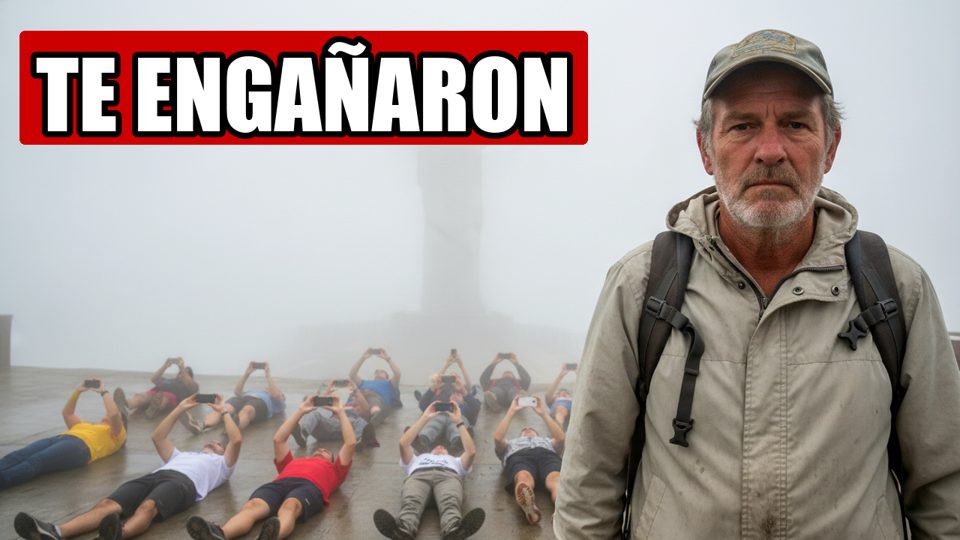 Resultado 3: viajero ante el Cristo de Río en la niebla, texto TE ENGAÑARON